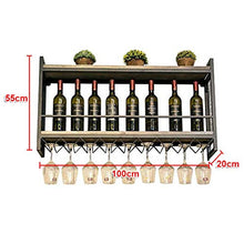 RUXMY Armadietto del Vino Organizzare la Cucina Portabottiglie in Metallo a Parete Portabottiglie in Legno retrò Portabottiglie in Vetro per Vino Mensole a Muro, 10 portabottiglie per Vino 18 Bicc