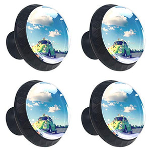 Set di 4 maniglie rotonde per armadio da cucina, credenza, cassettiera, cassettiera, con viti, per cucina, comò, armadietto, bagno, armadio Beetle Classic Car