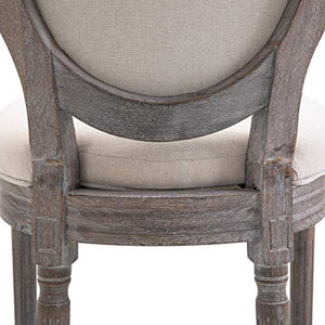 homcom Set 2 Sedie per Soggiorno o Sala da Pranzo Stile Classico rétro in Legno e Lino con Schienale Medaglione Bianco Avorio