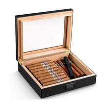 Minmin Fibra di carbonio Cigar Box Mellow Legno di Cedro Cigar Humidor grande capacità idratante di sicurezza, 259x220x68mm accessori del sigaro (Size : 259x220x68mm)