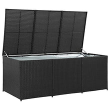 VidaXL - Scatola portaoggetti da giardino in resina intrecciata, 180 x 90 x 75 cm, colore: Nero