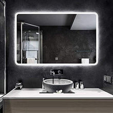 Specchio Specchio Grande, Specchio da Bagno Illuminato a LED, Specchio cosmetico Rettangolare Senza Cornice, Pulsante a sfioramento retroilluminato 500x700mm