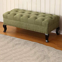 LXESWM Pouf Panca Ottomana banco Rettangolare poggiapiedi in Tessuto Imbottito Trapuntato Divano a Panca da Letto Soggiorno Scarpe Banco con Decorazione Unghie e Gambe in Legno massello