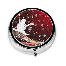 Mini portapillole rotondo con pupazzo di neve di Natale e fiocco di neve giornaliero mini organizer per pillole elegante e portatile da viaggio con 3 scomparti