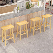 MYAOU Sgabelli da Bar in Legno massello Seduta Quadrata Sedie da Pranzo da Cucina con Gambe in Legno e poggiapiedi Sgabello da bancone Casual ergonomico