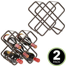mDesign Set da 2 Portabottiglie in metallo – Bellissimo scaffale per bottiglie di vino per 10 bottiglie in totale – Organizer in metallo da appoggio per bottiglie di vino e altro – bronzo
