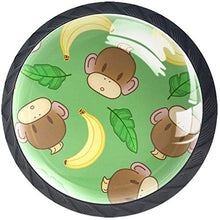 Scimmie e banane marroni Pomelli per Porta Set di 4 Pomelli per Mobili Manopole per Cassetti Cucina Armadio Vetro