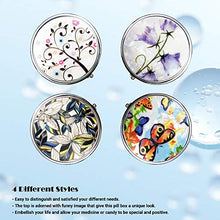 AUHOTA Decorativo Comodo Portapillole Rotondo in Metallo, Porta Pillole Giornaliero Tascabile Piccolo 3 Scomparti, da Viaggio per Medicine (60mm,4 Stiles)