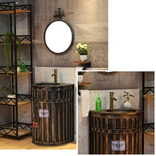 YRRA Moderno Autoportante Mobile Lavabo, Stile Industriale Mobile Bagno con Lavabo Mobiletto Bagno Sottolavabo con Specchio Rubinetto, 22,4 x 33,4 Pollici,Bronzo