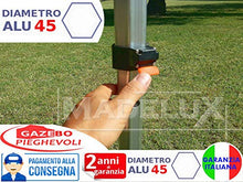 Gazebo Pieghevole 3x3m Alluminio piantone Esagonale Telo Rivestito PVC con Laterali
