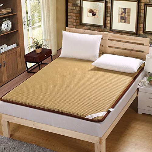 Nileco Traspirabilità Materasso Letto Futon,Morbido Materasso Tatami Camera da Letto Materasso da Terra Dormitorio Studentesco Sottile Giapponese Roll Up Materasso-Marrone Chiaro Gemello