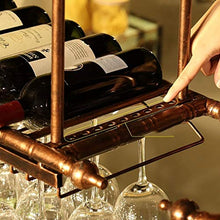 DC Wesley New Retro Portabottiglie Da Parete In Metallo Portaoggetti In Ferro Bar LOFT Soffitto Appeso A Parete Vino Champagne Bicchiere Di Vino Calice Di Vetro Cremagliera Portabottiglie Di Vino (dim