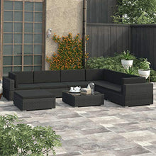 vidaXL Set Divani da Giardino 8 pz con Cuscini Foderati Lavabili Modulare Leggero Elegante Arredi da Esterno in Polyrattan Nero Telaio in Acciaio