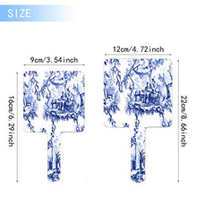 Specchio a mano, blu chinoiserie toile quadrato palmare specchio con manico per trucco, casa, salone di viaggio, uso 9 cm L x 16 cm L
