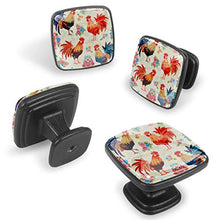 Fiori e gallo carino colorato Pomelli per Porta Set di 4 Pomelli per Mobili Manopole per Cassetti Cucina Armadio Vetro