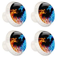 Maniglie per cassetti Manopole per cassetti Manopole rotonde Confezione da 4 per armadietto, cassetti, cassettiere, cassettiere ecc - Drago di fuoco blu e rosso