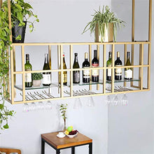 SBDLXY Portabottiglie a Doppio Strato con lastra di Vetro per Cucina, Sala da Pranzo, Bar o Cantina per Vini - Decorazione nordica per soffitto a Parete Portabottiglie e Bicchieri da Vino - Telaio