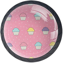 Motivo Cupcakes Rosa Pomelli per Porta Set di 4 Pomelli per Mobili Manopole per Cassetti Cucina Armadio Vetro