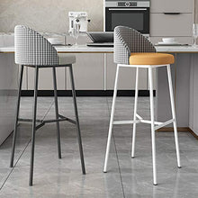 MYAOU Sedie da Cucina Sgabelli da Bar Neri con Schienale Sgabello da Bar in Pelle Grigia per caffè da Salotto Sedie da bancone con poggiapiedi e Base in Metallo, 65 cm / 75 cm