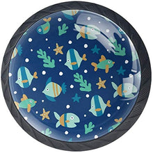 Pesci Pattern Seaweed Ocean Life Pomelli per Porta Set di 4 Pomelli per Mobili Manopole per Cassetti Cucina Armadio Vetro