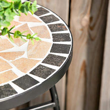 Outsunny Tavolino da Giardino, Tavolo da Esterno in Metallo Nero e Ceramica, Nero e Arancione Ф36 x 58cm