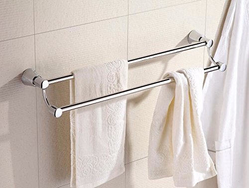 MBYW Portasciugamani Alto carico Portasciugamani Elegante da Bagno Mensola portaoggetti Acciaio Inossidabile, Doppio portasciugamani, a Parete, Moderno Stile Minimalista, ripiano Bagno, 60 cm