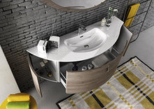 Mobile da bagno color Rovere dimensioni H 80 x L 120 con specchio e lampada led, - Base p. lavabo curvo 1 cassettone H 50 x L 100 cm