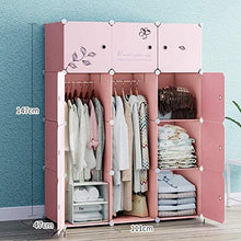 Moderna semplice combinazione armadio matrimoniale camera da letto matrimoniale materiale di stoccaggio semplice guardaroba assemblaggio di plastica (rosa) armadio combinato (Dimensione: 111x47x147cm)