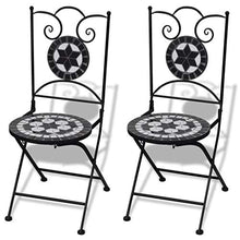 vidaXL Tavolo da Giardino con Mosaico 60 cm e 2 sedie Colore Nero/Bianco