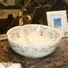 Jgophu, lavabo a forma di fiore bianco cinese, realizzato a mano, in ceramica, lavabo da appoggio, piano di lavoro