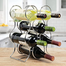 mDesign Set da 2 Portabottiglie – Porta Bottiglia di Vino in Metallo – Porta Bottiglie per la conservazione di 6 Bottiglie di Vino e Altre Bevande – Portabottiglie Vino Moderno – Argento