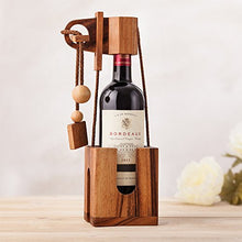 Casa Vivente Rompicapo in Legno Scuro per Bottiglie, Confezioni Regalo, Scatole Portabottiglie Vino, Giochi di Pazienza