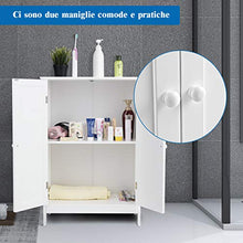GOPLUS Mobiletto per Bagno con Due Ante Armadietto in Legno Bianco 87x60x35 cm