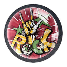 Set di 4 maniglie rotonde per armadio da cucina, credenza, cassettiera, cassettiera, con viti, per cucina, comò, armadietto, bagno, armadio musicale rock Stars divertente