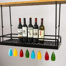 Scaffale da parete a soppalco Portabottiglie da soffitto in ferro metallico Portabottiglie per vino Portabottiglie e bicchieri da vino Portabottiglie da vino Porta calici (Dimensioni: L100 * w30cm)