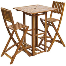 Festnight Set in 5 Pezzi Mobili Alti in Legno di Acacia da Pranzo da Bar da Giardino/Patio/Balcone per Esterni 1 Tavolo Quadrato + 2 Sedie Pieghevoli