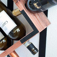 Portabottiglie da Parete in Ferro battuto Nordico, Porta Bicchieri a Calice, 4 Bottiglie di Vino, 4 Bicchieri da Vino