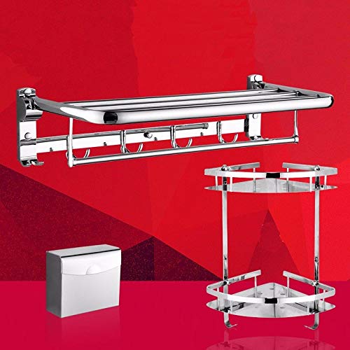 MBYW Portasciugamani Moderno Portasciugamani Elegante per Il Bagno di Moda Portasciugamani Pieghevole in Acciaio Inox portasciugamani Bagno mensola Bagno Hardware Pendente Set Fantasma in Tre Pezzi