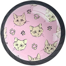 Testa di gatto fredda gialla rosa Pomelli per Porta Set di 4 Pomelli per Mobili Manopole per Cassetti Cucina Armadio Vetro