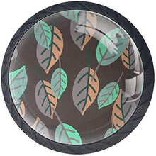 Modello di foglie verdi marrone dell'acquerello Pomelli per Porta Set di 4 Pomelli per Mobili Manopole per Cassetti Cucina Armadio Vetro