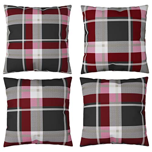 vidaXL Cuscini Decorativi 4 pz a Quadri Rossi 50x50 cm in Tessuto