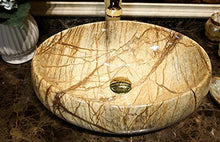 Ayhuir Marmo d'imitazione Ovale Jingdezhen Lavandino da Bagno in Ceramica Lavabo Cinese Lavabo da appoggio in Ceramica Marrone Lavabo da appoggio in Porcellana