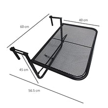 Outsunny Tavolino da Appendere alla Ringhiera del Balcone Regolabile in Altezza Ferro 60 x 56.5 x 45 cm Nero