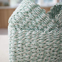 La Jolíe Muse Cestini portaoggetti in Vimini Intrecciati, con Corda di Carta, divisori per armadi, cassetti e mensole (Verde+Bianco)