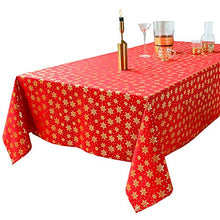 BKKENIDN Tovaglia, Grande Tovaglia da Tavolo Natalizia in Cotone e Lino Rossa, Adatta per Feste Interne o Esterne, Soggiorno, Sala da Pranzo, Giardino