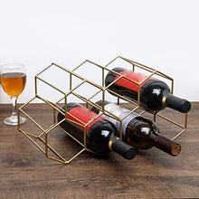 Uniquk Portabottiglie Portabottiglie Indipendente Armadietto Armadietto Controsoffitto Design Geometrico Oro Spazzolato Adatto per Vino Rosso e Bianco-Oro