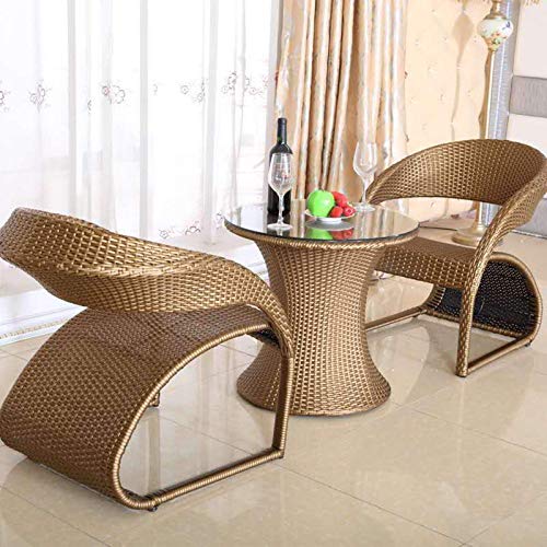 Attrezzature quotidiane Patio Portico Set di mobili Mobili da giardino in rattan Sedia in vimini a tre pezzi Giardino Balcone Cortile Caffè per il tempo libero Villa Combinazione di tavolo e sedia