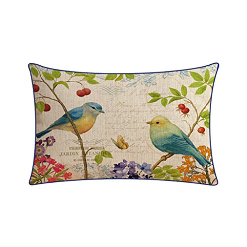 MEILING American Style Garden Cuscino di Cotone e Lino di Spessore Esempi di Fiori e Uccelli con Cuscini Cuscino Modello (Colore : XH0013)
