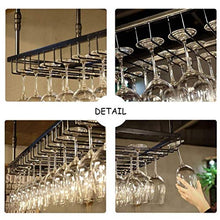 FYHH-JZHY Porta Calici, Portabottiglie da Vino Sospeso A Soffitto Portabottiglie in Metallo per Bicchieri da Vino Marrone, Dimensioni: L90 * W35Cm, Nero, L60 * W35Cm