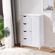 POPSPARK Mobile Bagno con 4 Cassetti e 1 Mobile Contenitore in Legno,Armadietto da Bagno per Soggiorno e Corridoio,Bianco